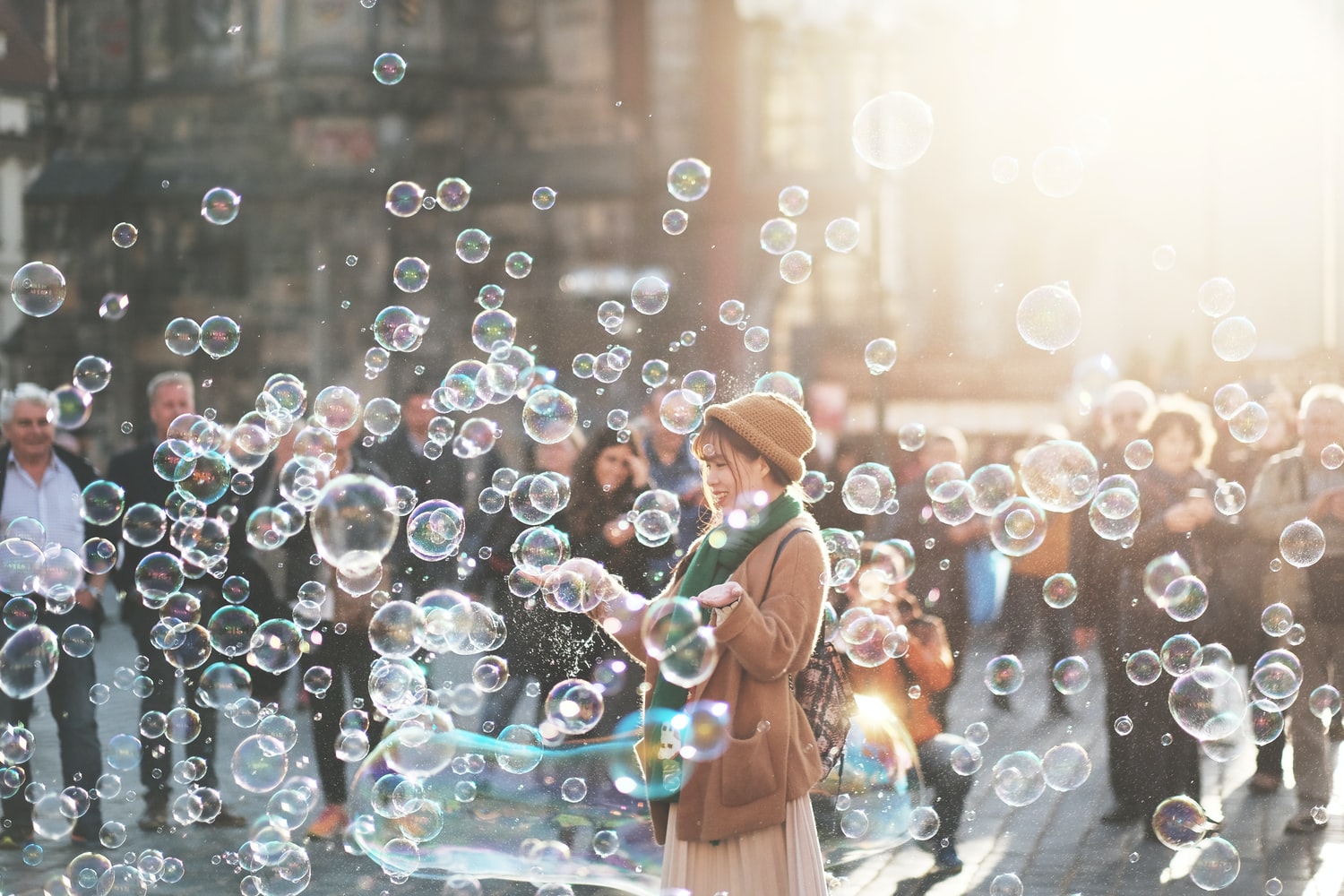 image of a person surrounded by bubbles